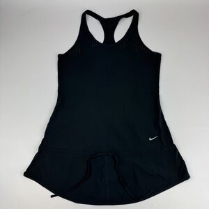 Nike Womens Size S Rival Running Tank Dress Black Racerback Dri-Fit Woven 451423